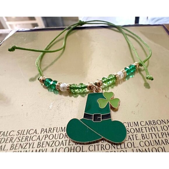 St Patricks Day Knotted String Beaded Bracelet Leprechaun Hat Shamrock C… - Picture 10 of 12